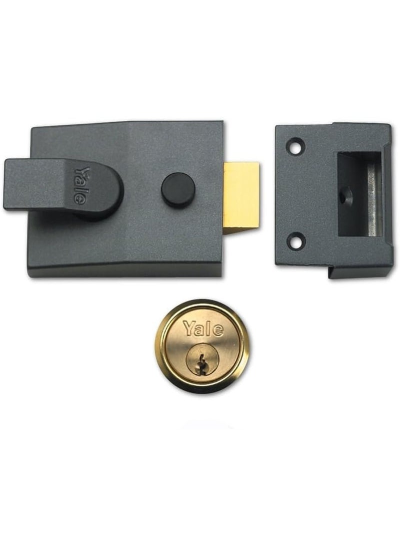 Yale Deadlock Night Latch with Cylinder – Grey Finish | High Security Door Lock